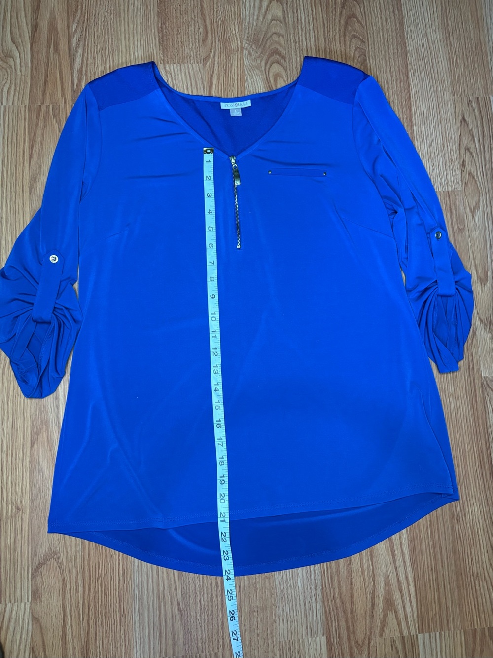 Roz & Ali Royal Blue V-Neck Zip Front Tunic - Picture 7 of 7